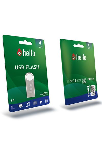 Hello ذاكرة فلاش USB معدنية 4 جيجابايت