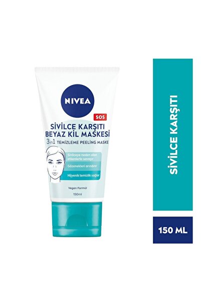NIVEA Sivilce Karşıtı Beyaz Kil Maskesi 3'ü 1 Arada 150 Ml X 2 Adet