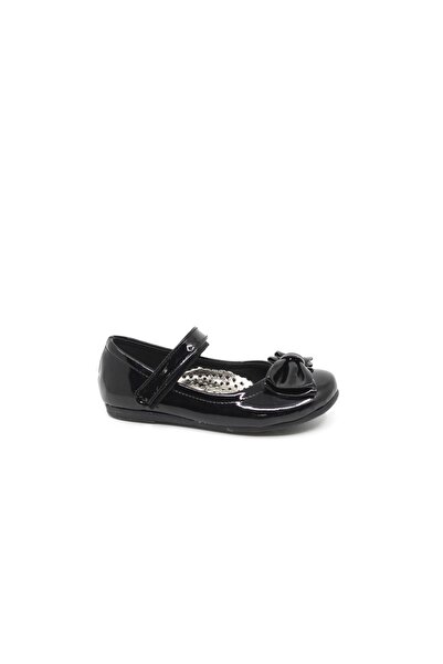 Zerhan 400 Kız Çocuk Siyah Rugan Fiyonklu Cırtlı Babet