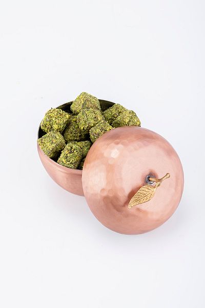 DMT COPPER HOME Handcrafted Copper Sugar Bowl Turkish Delight Bowl Chocolate Presentation Apple Motif Turkish Coffee Presentation Bowl Hand Tattoo (diameter 10.5cm)