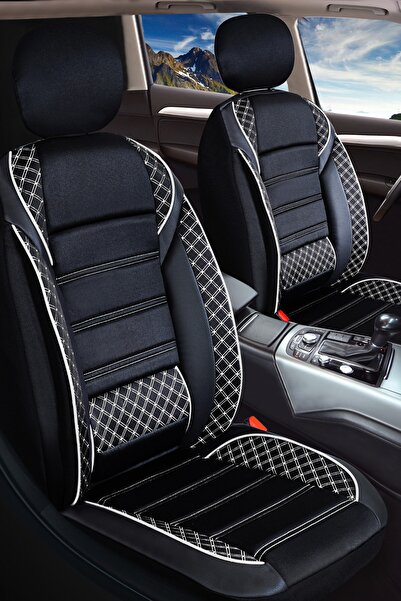 PlusOto Renault Megane 4 Sedan Uyumlu Vera Serisi Siyah Beyaz Oto Koltuk Kılı...