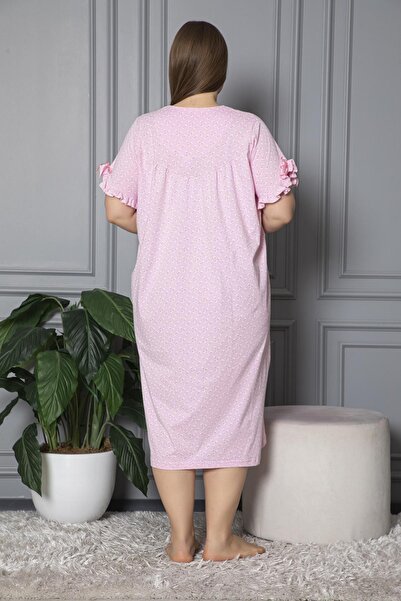 SEBOTEKS 100% Cotton Combed Cotton Short Sleeve Plus Size Mother's Nightgown 136