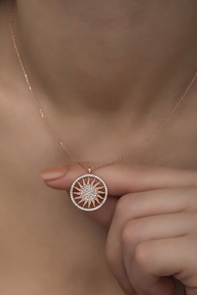 Nereze 925 Ayar Gümüş Daire Model Güneş Kolye