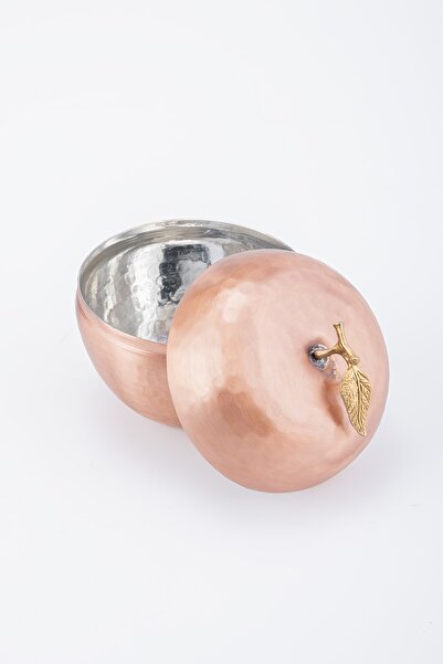 DMT COPPER HOME Handcrafted Copper Apple Motif Turkish Coffee Tea Storage Container Hand Forged (diameter 10.5 Cm)