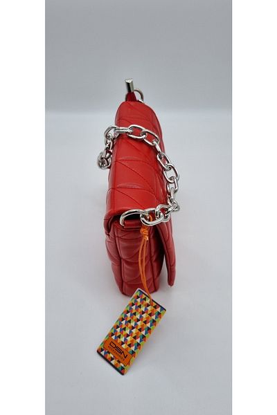 DSN Red Zare Stitched Chain and Shoulder Strap Hand and Shoulder Bag