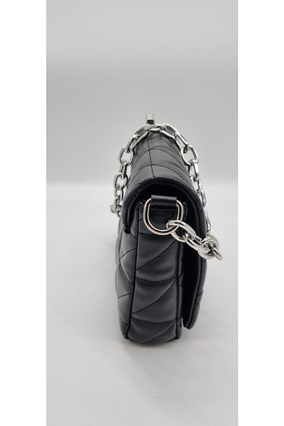DSN Black Zare Stitched Chain and Shoulder Strap Hand and Shoulder Bag