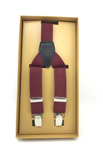 Elegans Giyim Aksesuar Bordo 2.5 Cm Ince Pantolon Askısı