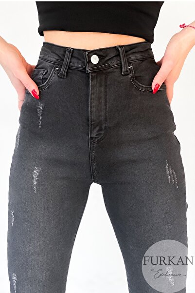 FEMELLE Smoked Nails High Waist Lycra Jean Trousers