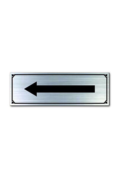 Direction Arrow Sign Door Warning - Orientation Plate Silver Color Oval 15 Cm X 5 Cm Cm Resopal Plate