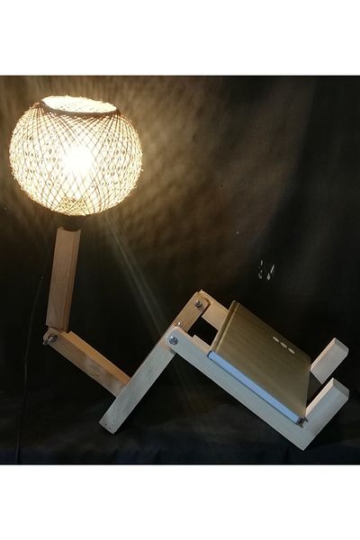 TEKAY AYDINLATMA Sitting Man Lampshade Natural Wooden Playful Head White Cream Blue Gray Jute Rope Head
