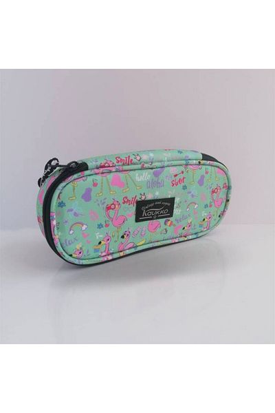 KAUKKO Nature Special Compartment Τσάντα μολυβιού Flamingo Mint K2329