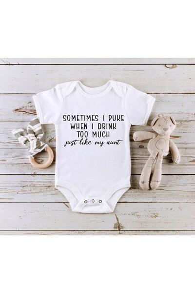 Baby&Baby Sometimes I Puke When I Drink Too Much جسم أطفال مطبوع عضويًا للجنسين