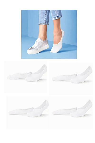 socksbox Women's Bamboo Seamless Ballerina Socks/with silicone tape/4 Pairs/white
