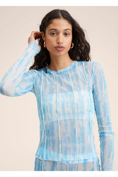MANGO Woman Tricou cu cusaturi decorative