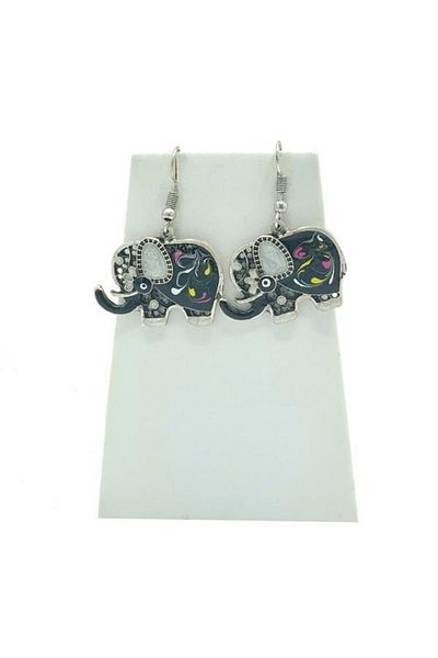 Dünyadan Hediyeler Metal Stoned Elephant Earrings Bronze No.1