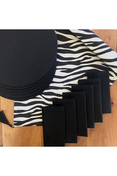 desen izmir American Serve, 6 Plates, 6 Napkins and Runner Zebra