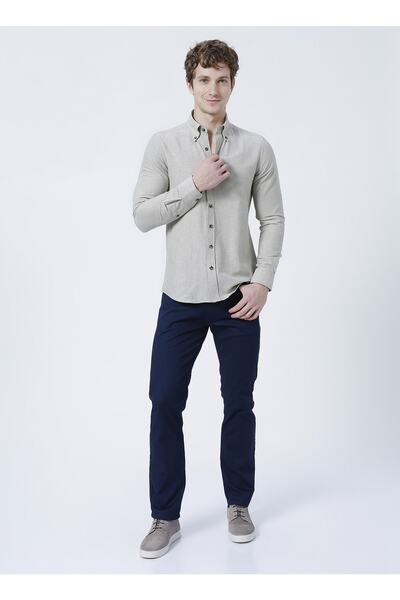 ALTINYILDIZ CLASSICS Düğmeli Slim Fit Oxford Haki Erkek Gömlek - 4a2000000050