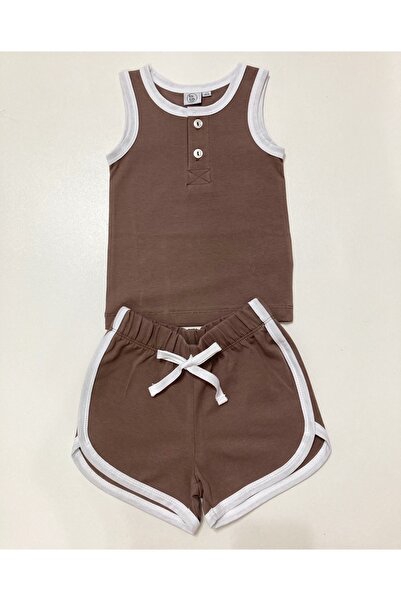 KEY KIDS Set pantaloni scurți maro cu bretele