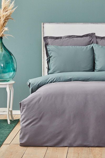 Karaca Home Σετ Παπλωματοθήκη Διπλής Όψης Basic Petrol Anthracite