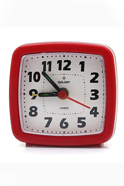 Galaxy Küçük Boy Akar Saniyeli Alarmlı Kırmızı Masa Saati