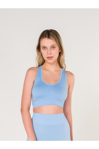 Formactive Γυναικείο αθλητικό σουτιέν με λεπτομέρεια χιαστί χωρίς ραφές Μπλε ...