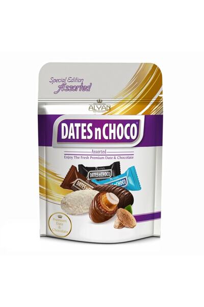 DATESnCHOCO Dates N Choco Sütlü Bitter Beyaz Çikolata Kaplı Bademli Hurma 90 gr