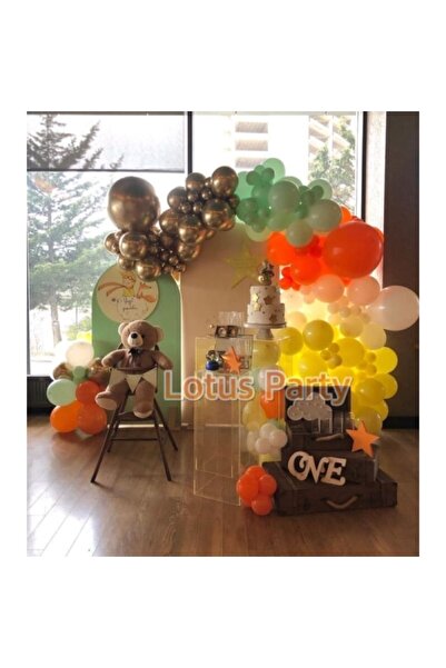 LOTUS PARTY 60 Adet - Krom Gümüş - Pastel Sarı Turuncu Beyaz Mint Yeşili Balo...