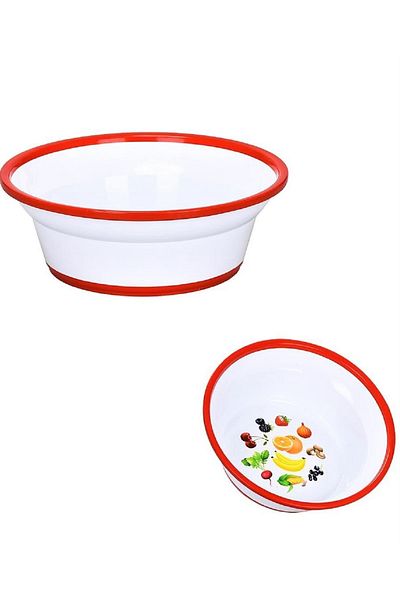 TEMMUZ HOME Luxury Patterned Red and White Basin 2 Lt
