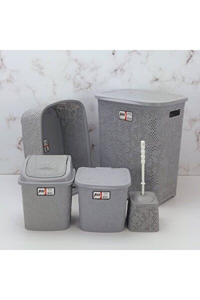 Asilplastik Dantel Banyo Seti Gri
