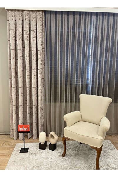 Brillant Sönil Desen Jakar 1/2,5 Pile Jakar Fon Perde