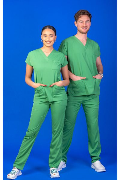 ERS Uniforma Unisex Mold Pistachio Green Lycra Nurse / Doctor Jersey Scrubs Suit