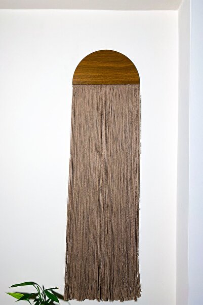 Makrome Duvar Dekoru - Mdf Ve Makrome Duvar Süsü - Sütlü Kahve 25cm
