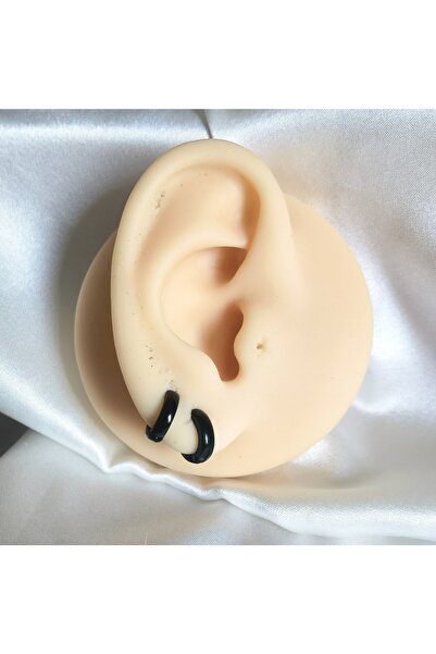 Bylin Cerrahi Çelik Siyah Halka Küpe Seti-üç Çift - Halka Çapı 7mm/9mm Ve 12 Mm