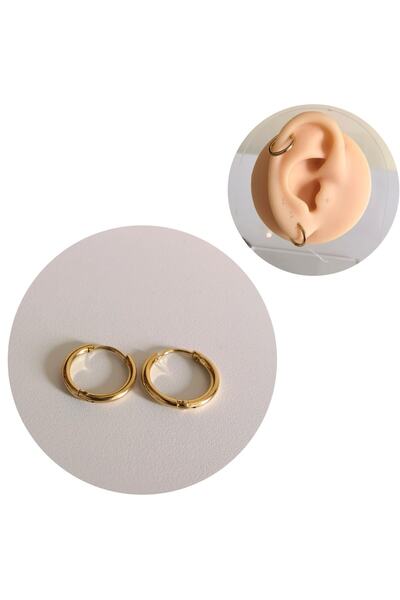 Bylin أقراط دائرية صغيرة من الفولاذ المقاوم للصدأ باللون الذهبي - 9 ملم - زوج...