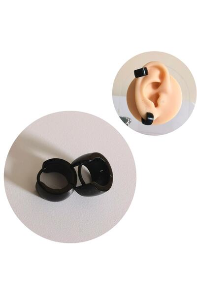 Bylin Stainless Steel Black Small Hoop Earrings - 10 Mm - 1 Pair