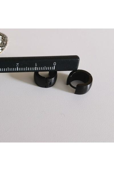 Bylin Stainless Steel Black Small Hoop Earrings - 10 Mm - 1 Pair