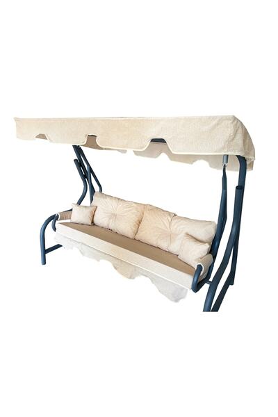 Vip Home Concept 3 Kişilik Luxury Vip Salıncak Minderi Düğmeli-süngerli Bahçe Minderi Cappuccino