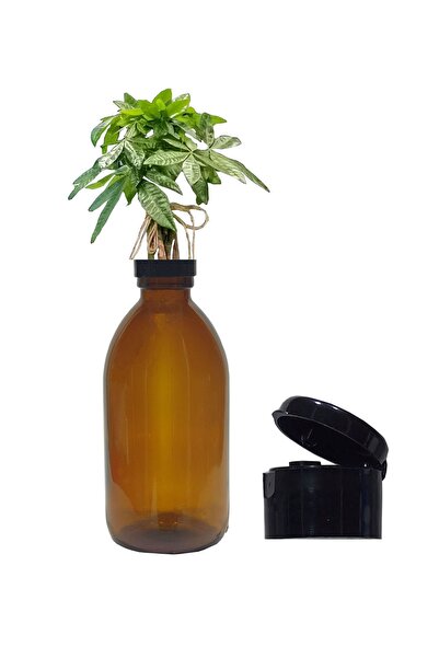 Paradise Hediyelik 250 ml Amber Kahverengi Cam Vazo Kapak Hediye