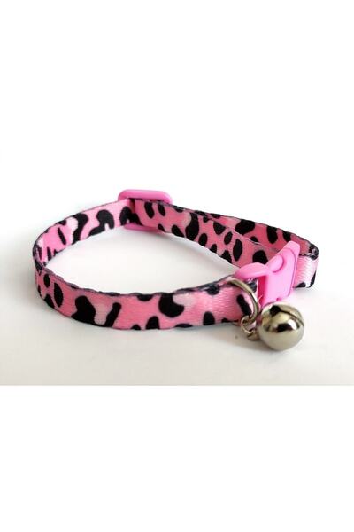 Ayz Aksesuar Cat Collar, Pink Leopard Patterned Handmade Special Production, Length 17cm-28cm