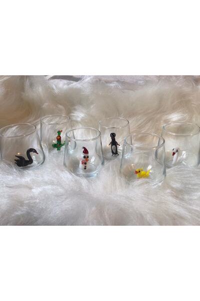 Murano Concept 6'lı Karışık Yılbaşı Cam Figürlü Kahve Yanı Küçük Su Bardağı S...