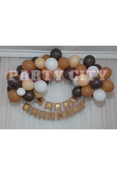 Party City 60 Pieces-caramel-coffee-salmon-White Balloon Chain Set