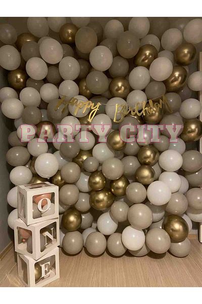 Party City 100pcs-chrome Gold-pastel Grey-pastel White Balloon Chain Set