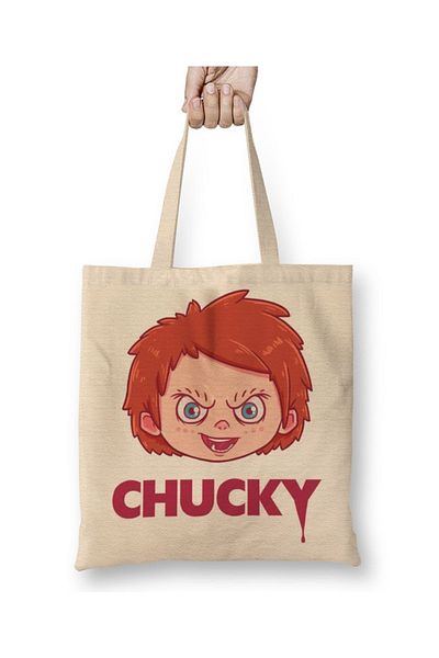 Baskı Dükkanı Υφασμάτινη τσάντα Chucky's Head με μακριά λαβή