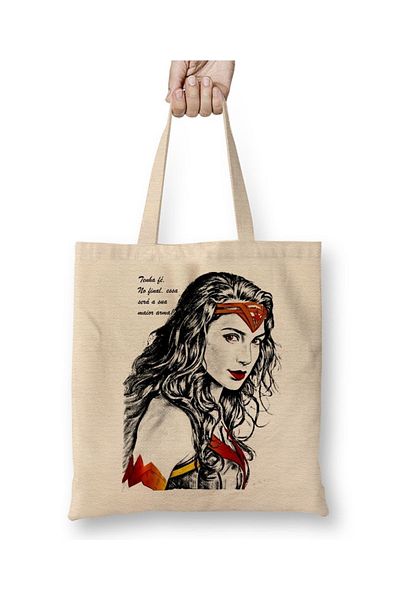 Baskı Dükkanı Υφασμάτινη τσάντα Wonder Woman με μακριά λαβή
