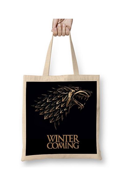Baskı Dükkanı Το Game Of Thrones Winter Is Coming υφασμάτινη τσάντα με μακριά λαβή