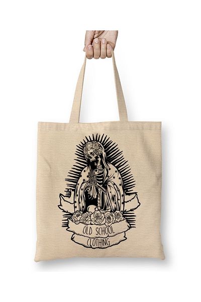 Baskı Dükkanı Υφασμάτινη τσάντα Santa Muerte με μακριά λαβή