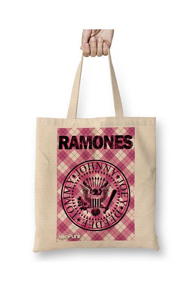 Baskı Dükkanı Ramones Pink By Neopunk υφασμάτινη τσάντα με μακριά λαβή