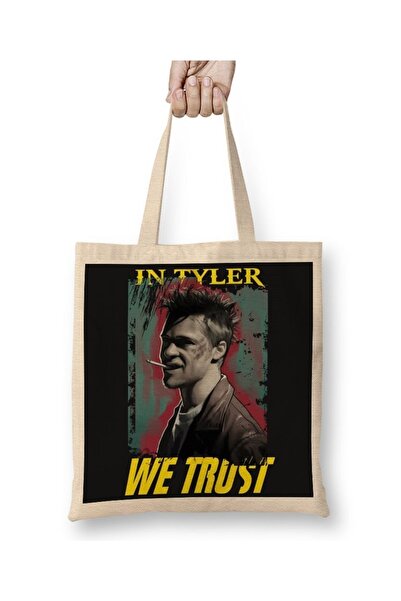 Baskı Dükkanı Clube Da Luta Tyler Durden We Trust Cloth Torba Long Sa ručkom
