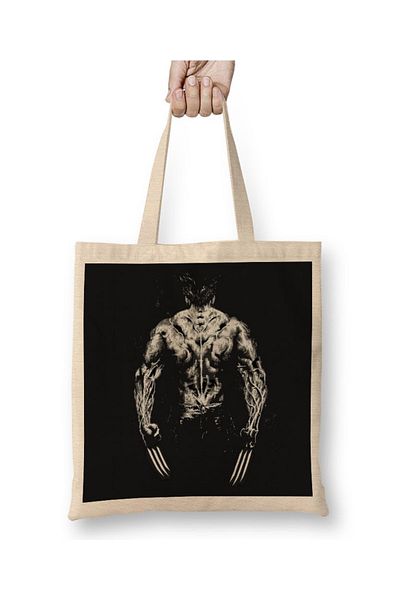 Baskı Dükkanı Η υφασμάτινη τσάντα Wolverine με μακριά λαβή