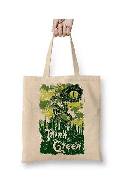 Baskı Dükkanı Think Green Pense Zelena tkanina Torba Duga Sa ručkom